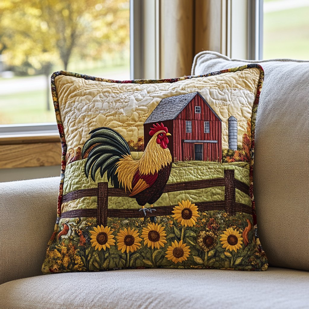 Barnyard Bliss Quilted Cushion Cover printed cushion cover