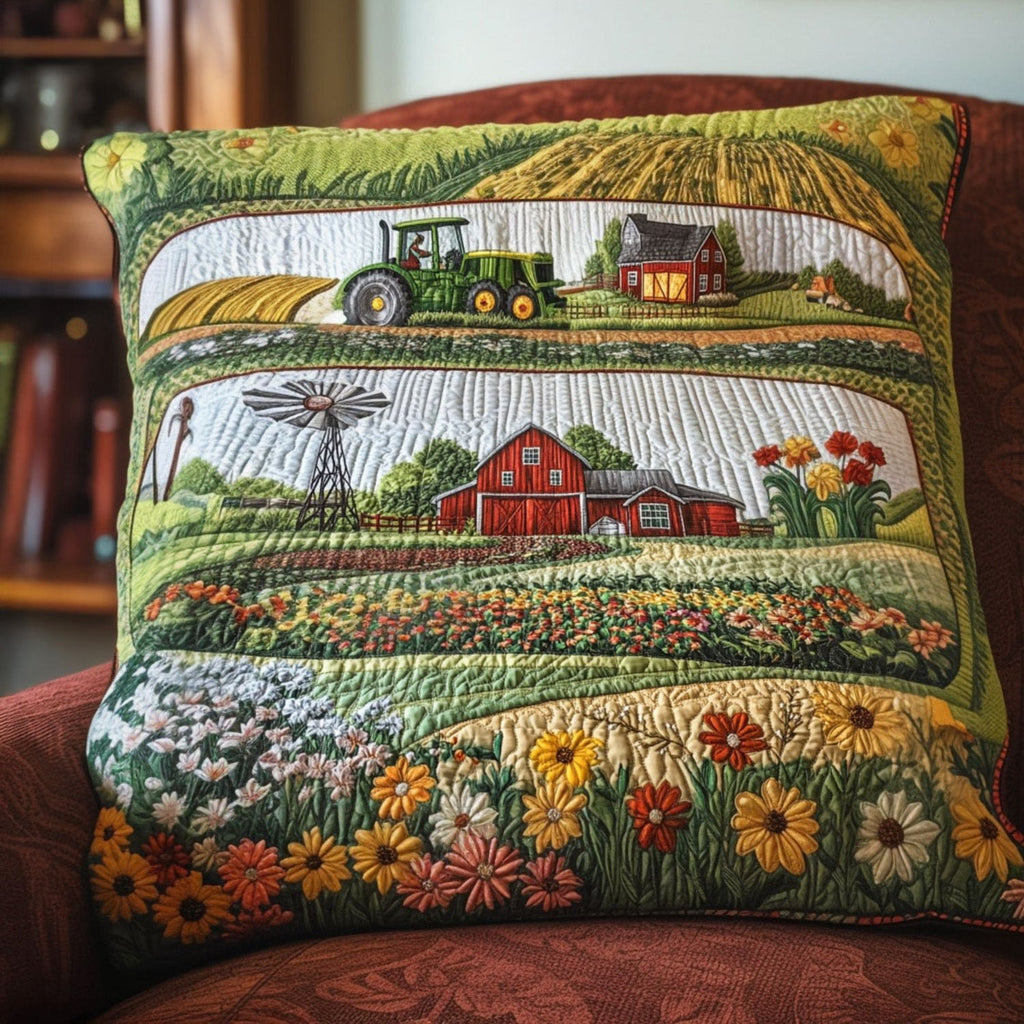 Barnyard Blossom Quilted Cushion Cover printed cushion cover