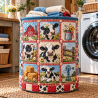 Barnyard Cow Patchwork Quilted Laundry Hamper printed laundry hamper