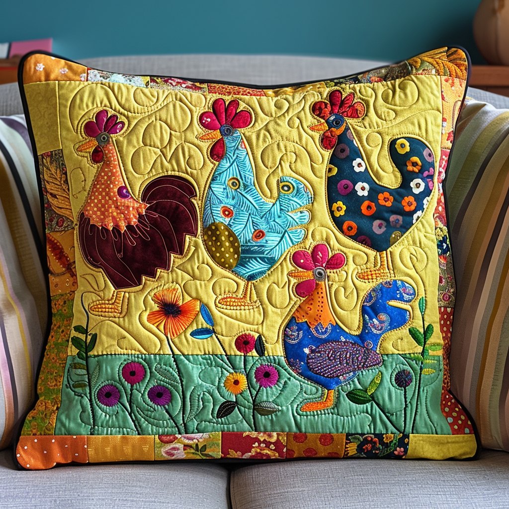 Barnyard Snooze Quilted Cushion Cover printed cushion cover