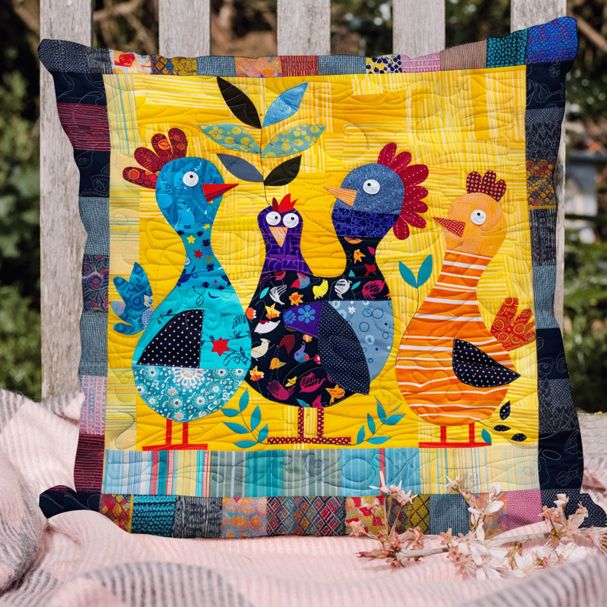 Barnyard Squad Quilted Cushion Cover printed cushion cover