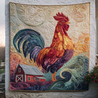 Barnyard Sunrise Rooster Quilted Blanket printed blanket