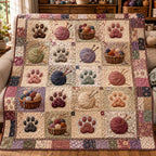 Basket of Paws Quilted Blanket printed blanket