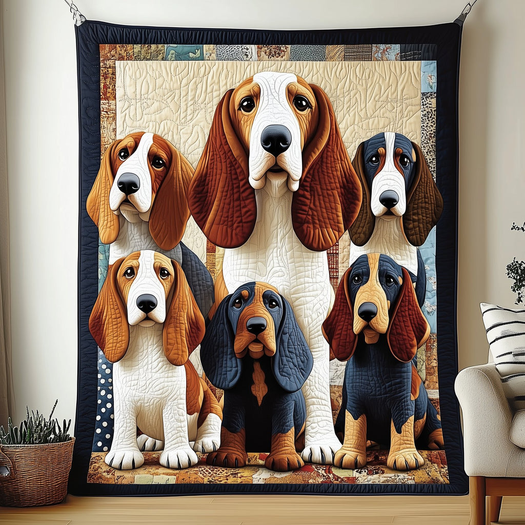 Basset Hound Quilted Blanket printed blanket