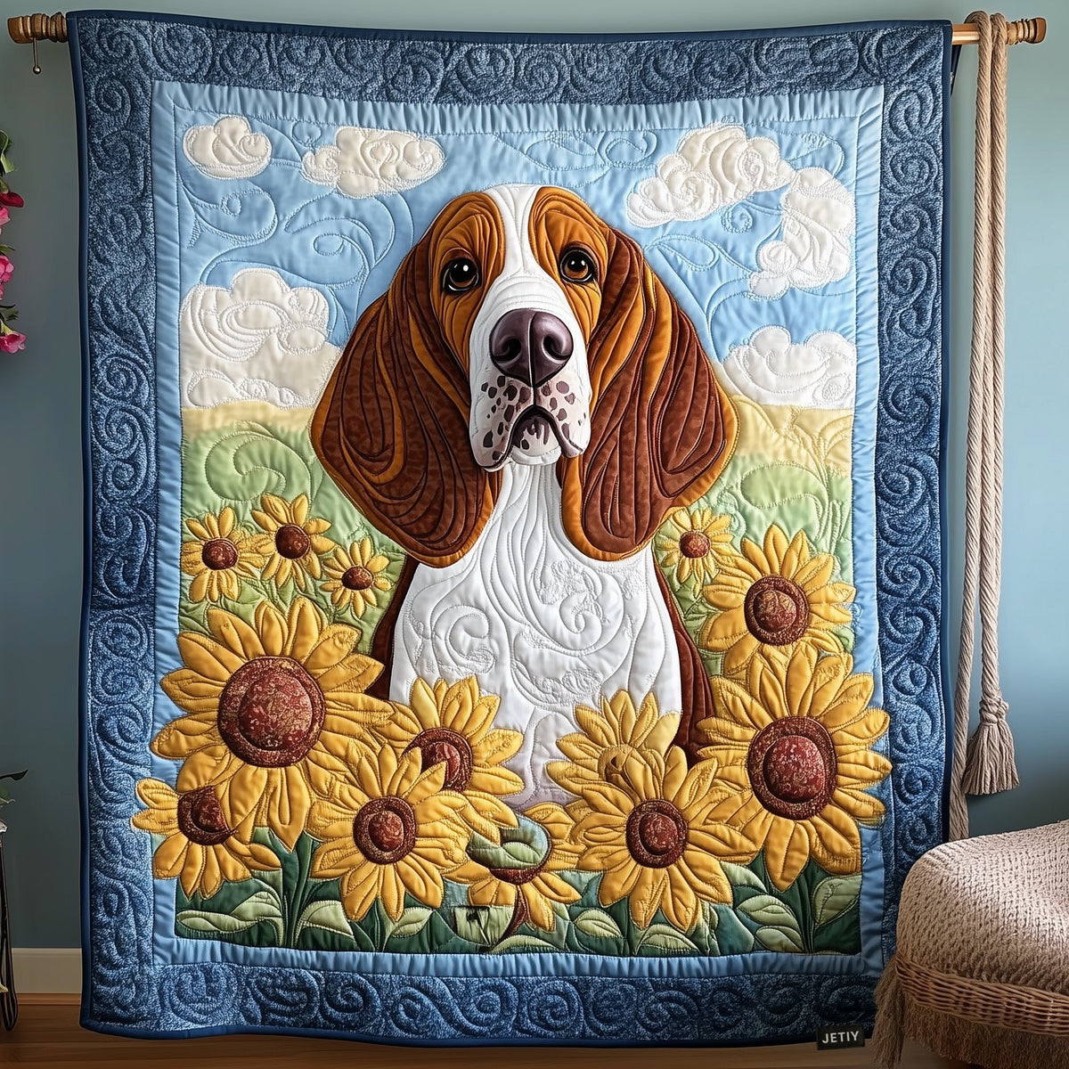 Basset Hound Quilted Blanket printed blanket