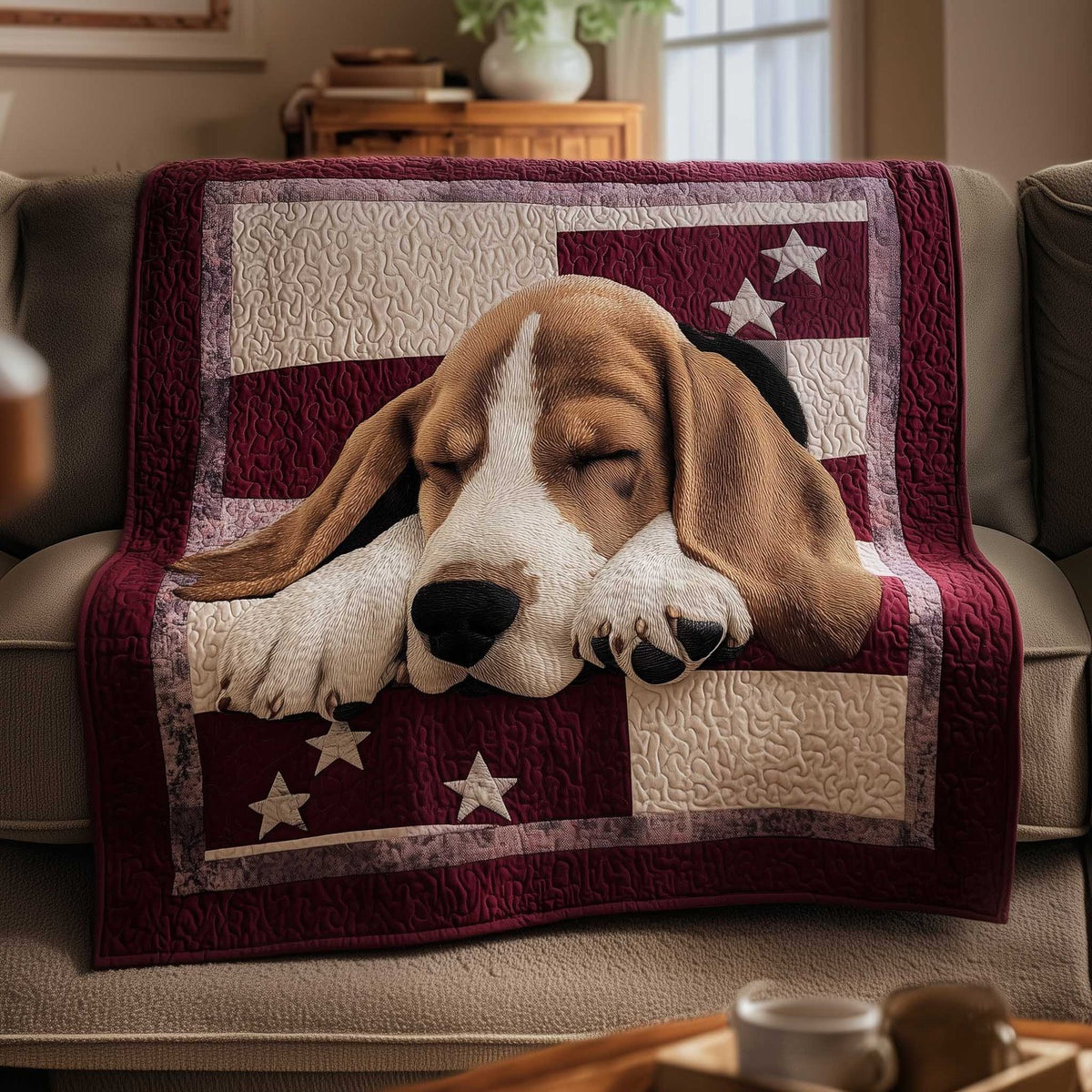 Basset Hounds Quilted Blanket printed blanket