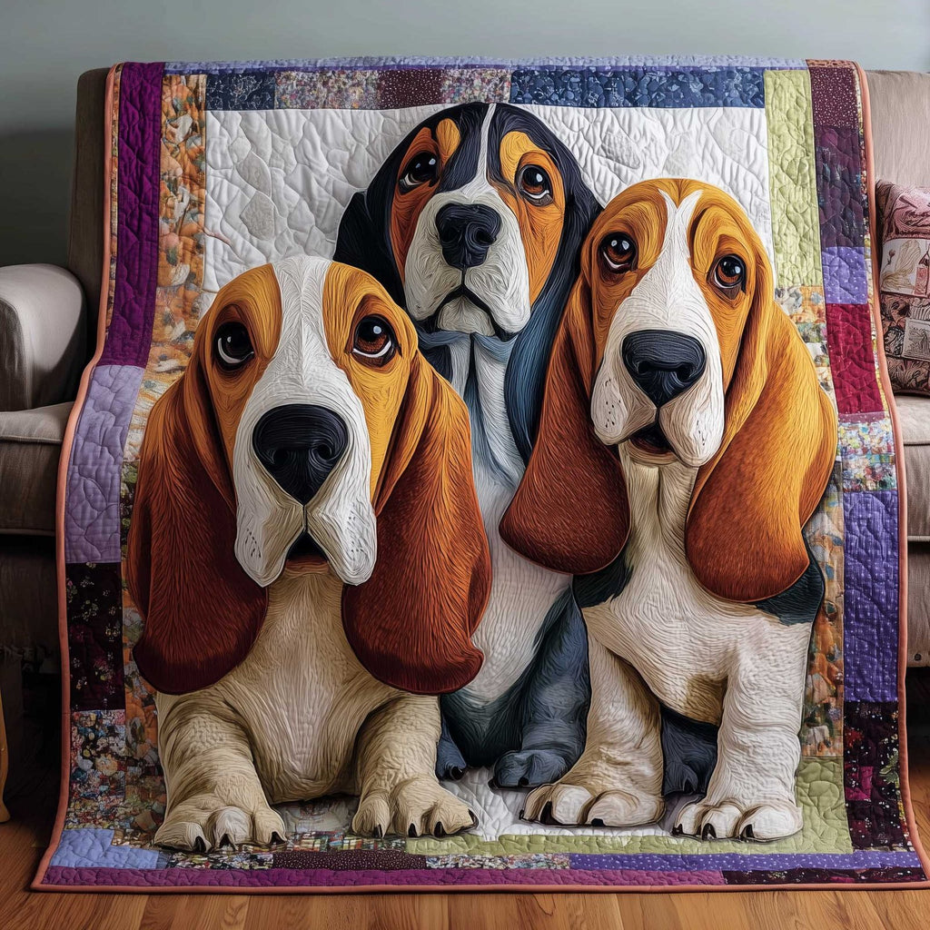 Basset Hounds Quilted Blanket printed blanket