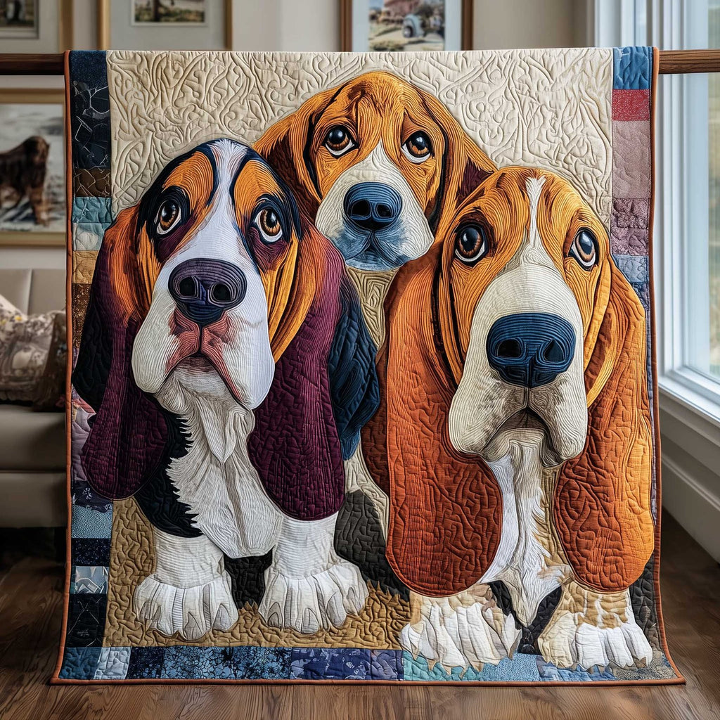 Basset Hounds Quilted Blanket printed blanket