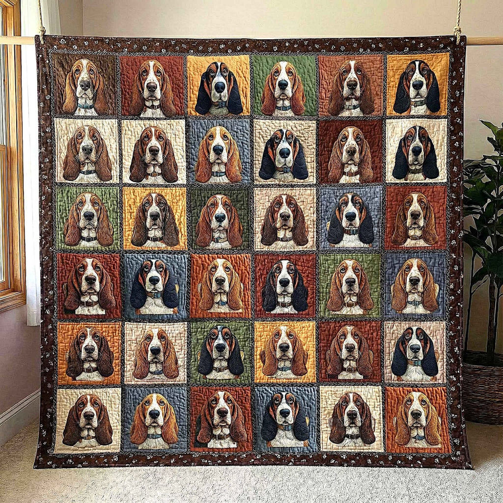 Basset Hounds Quilted Blanket printed blanket