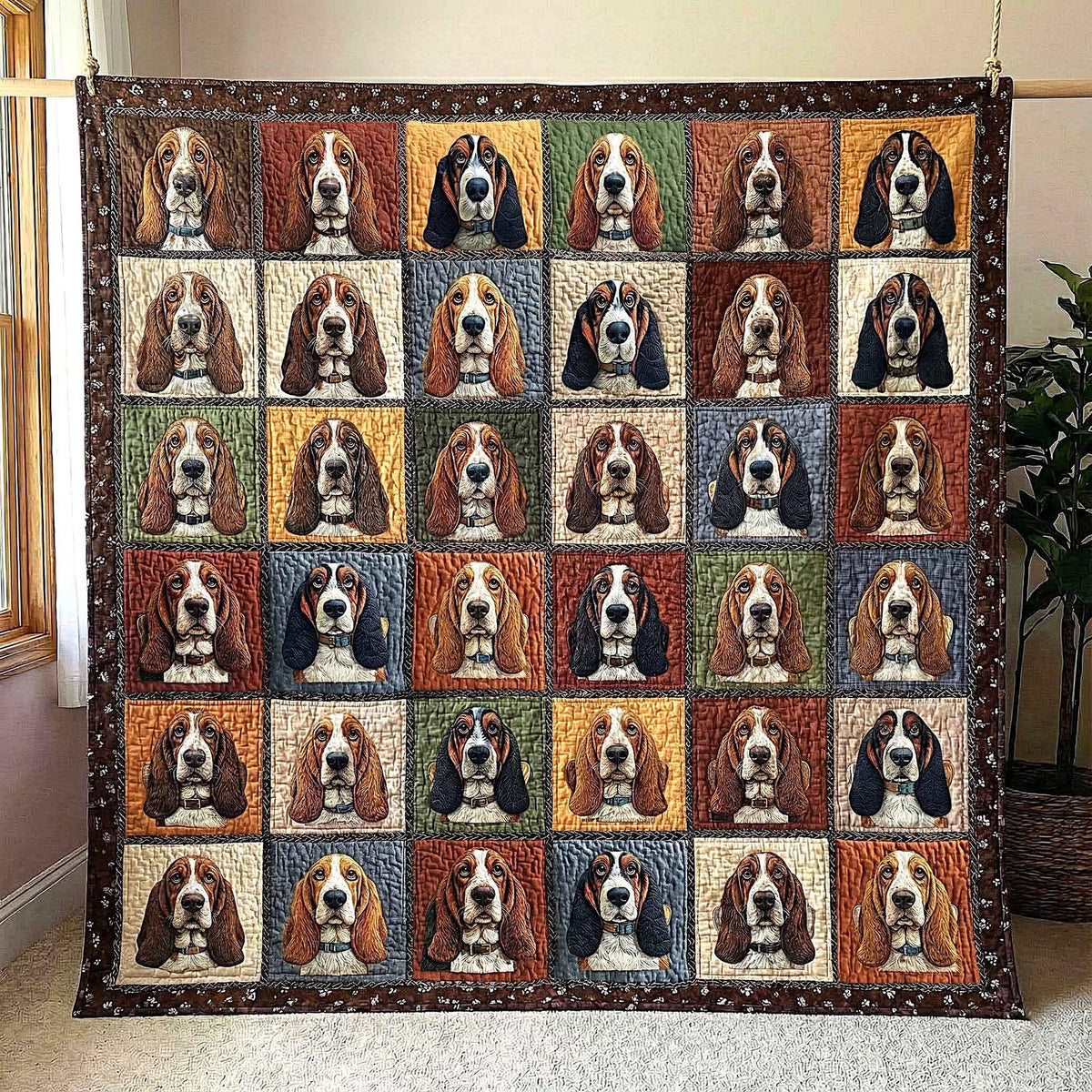 Basset Hounds Quilted Blanket printed blanket