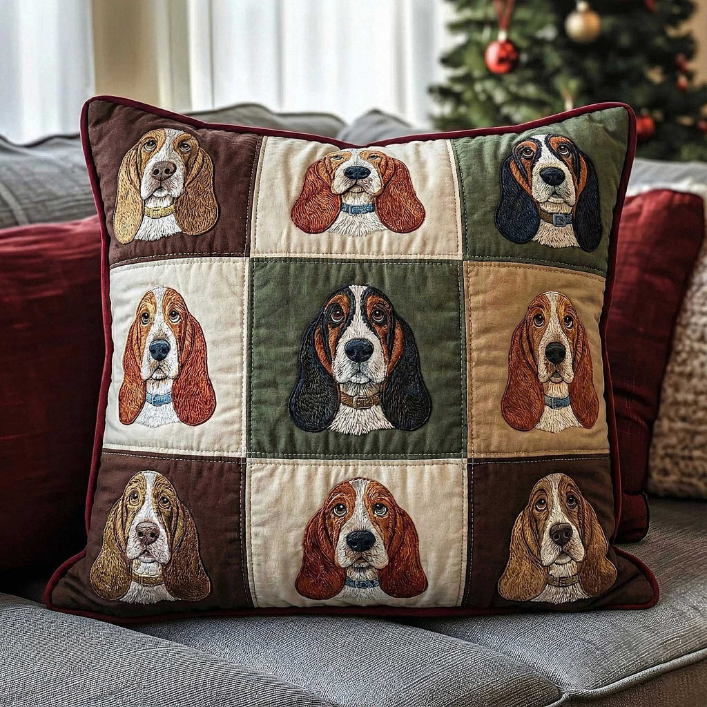 Basset Hounds Quilted Cushion Cover printed cushion cover