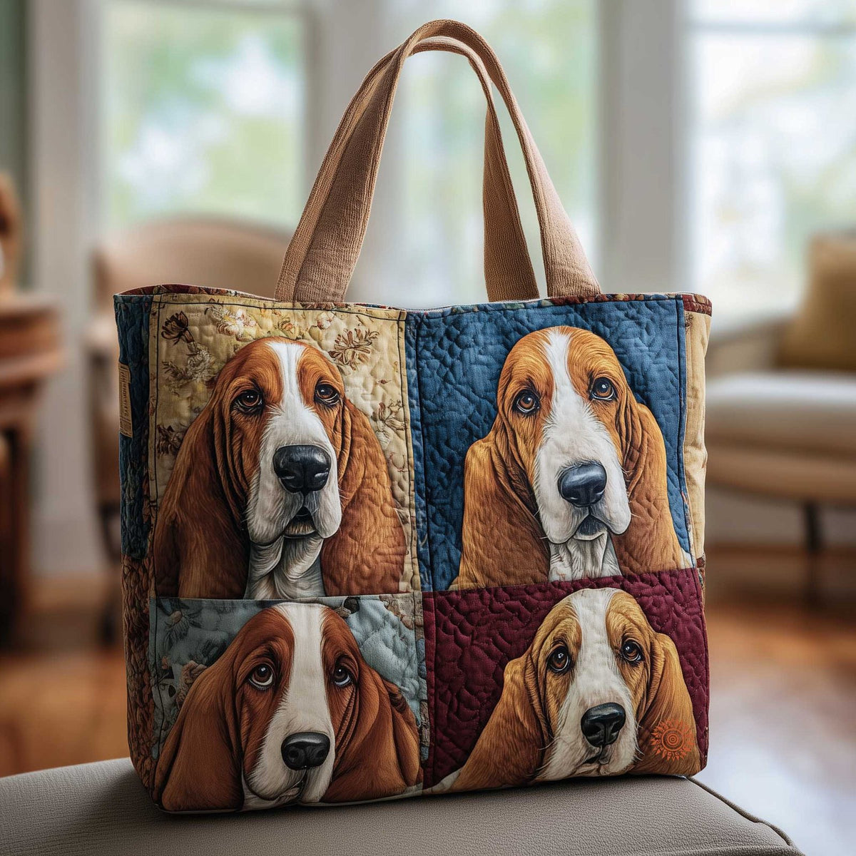 Basset Hounds Quilted Tote Bag printed tote bag