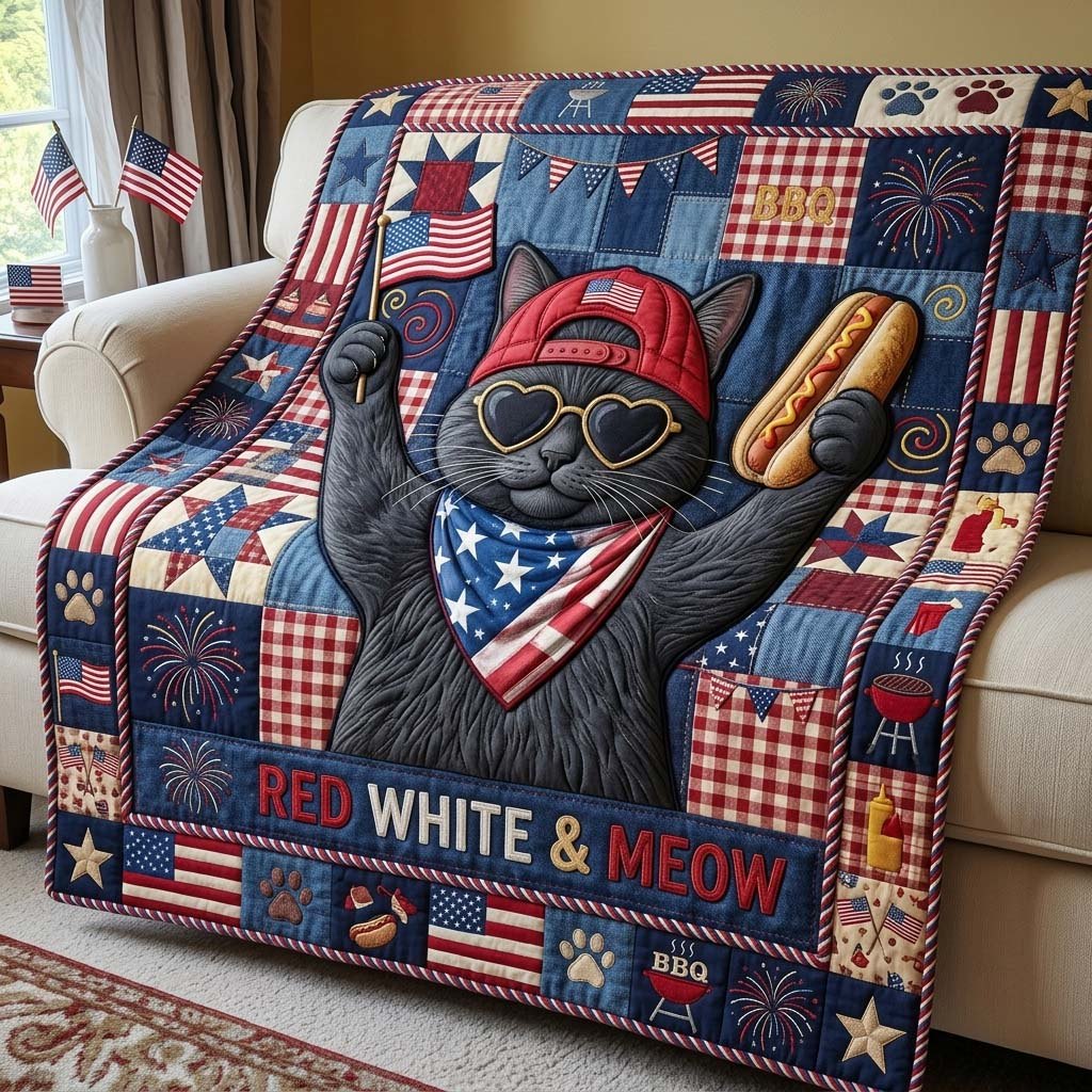 BBQ Rebel Kitty Quilted Blanket printed blanket