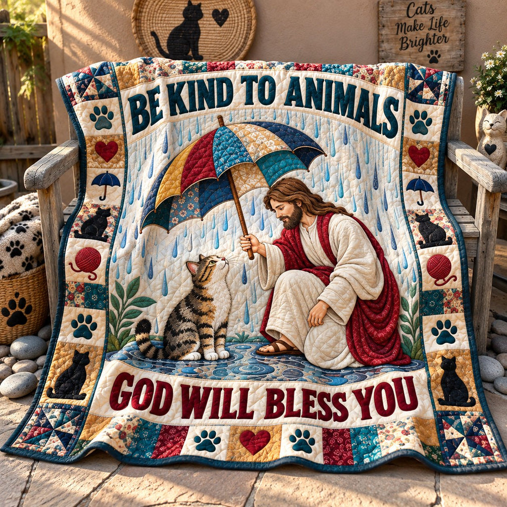 Be Kind To Animals Quilted Blanket printed blanket