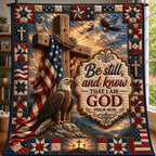 Be Still And Know God Patriotic Eagle Quilted Blanket printed blanket