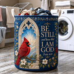 Be Still And Know Quilted Laundry Hamper printed laundry hamper