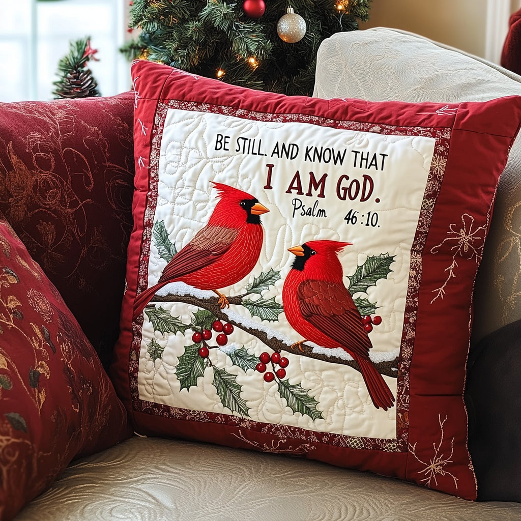 Be Still And Know That I'm God Cardinal Quilted Cushion Cover printed cushion cover