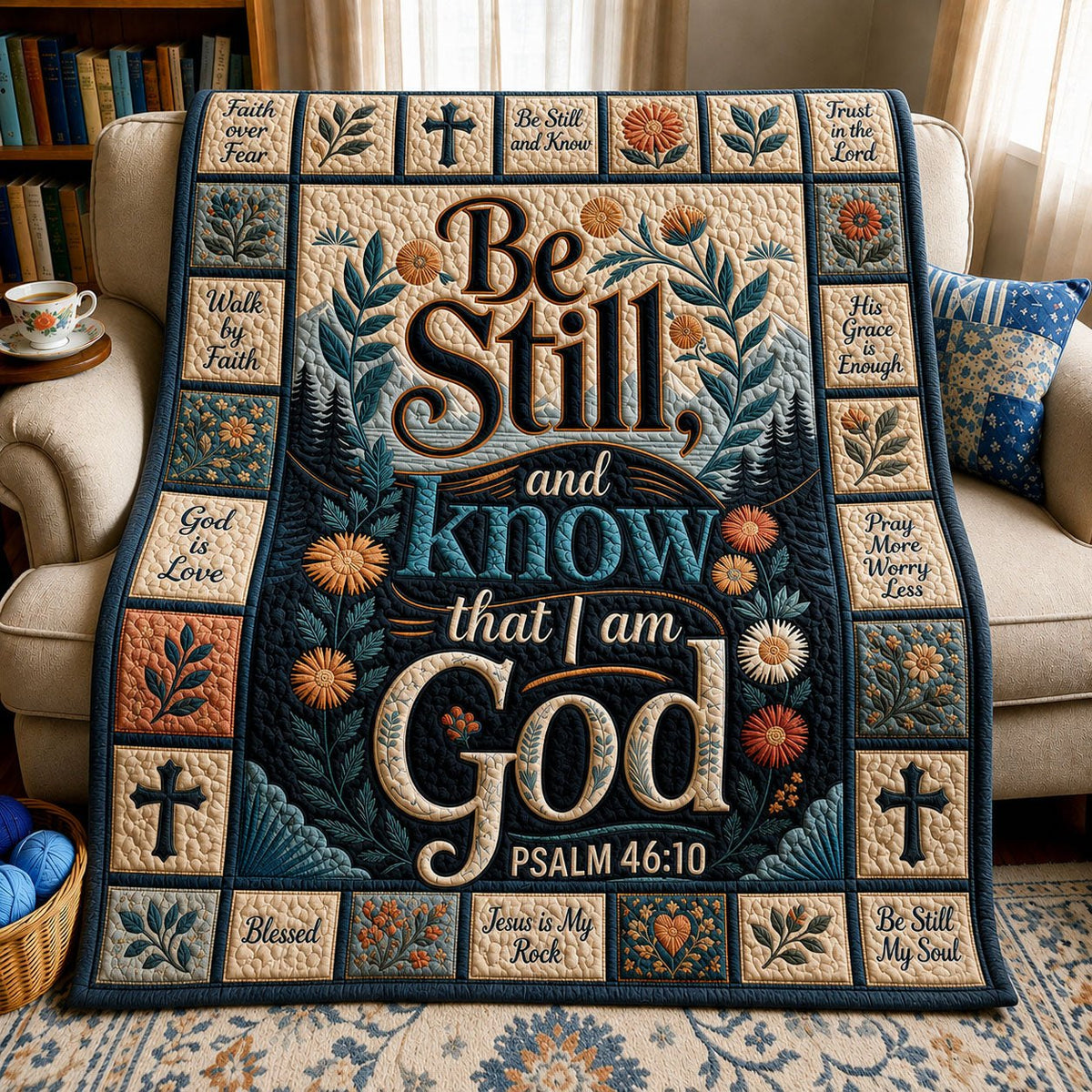 Be Still Botanical Quilted Blanket printed blanket
