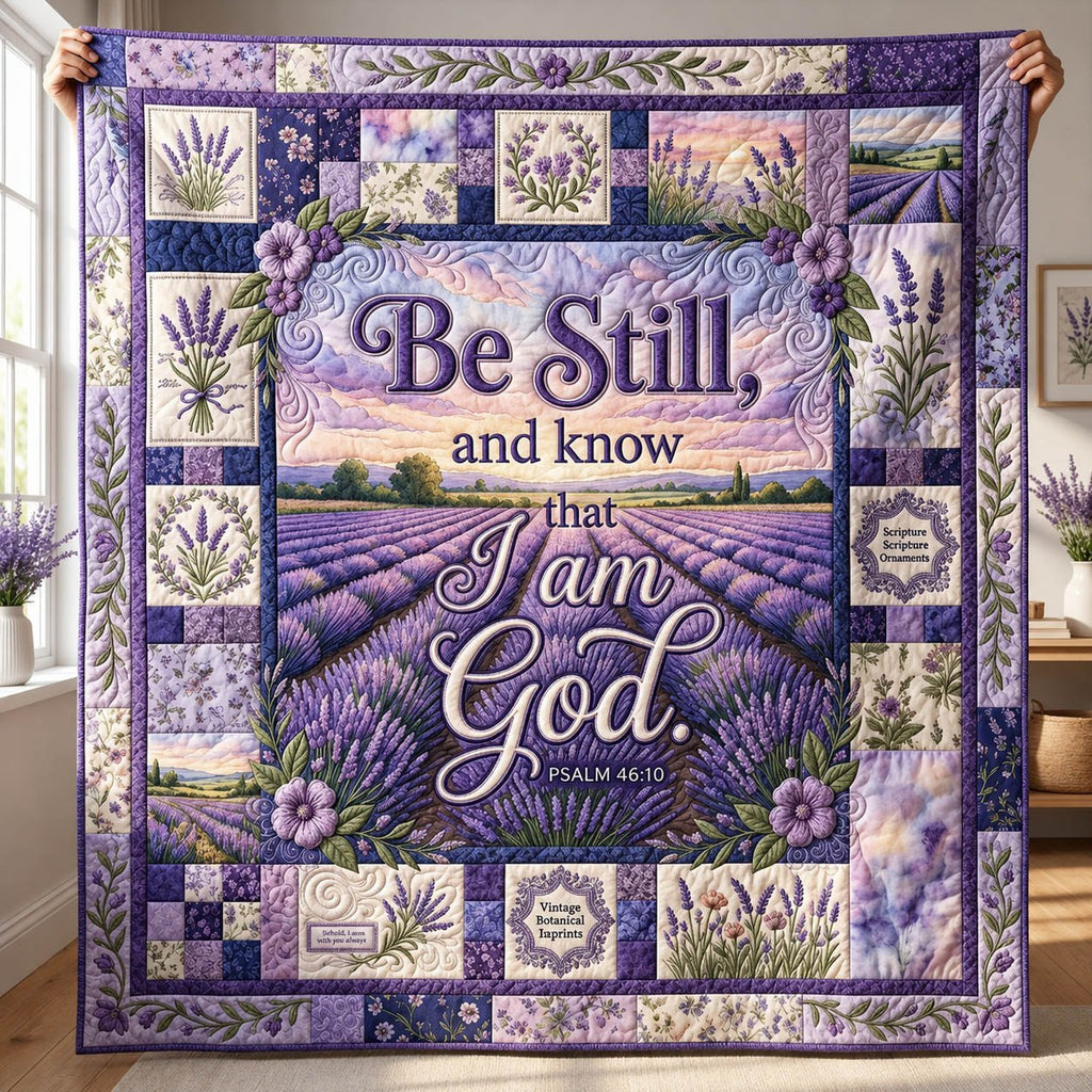 Be Still Lavender Quilted Blanket printed blanket