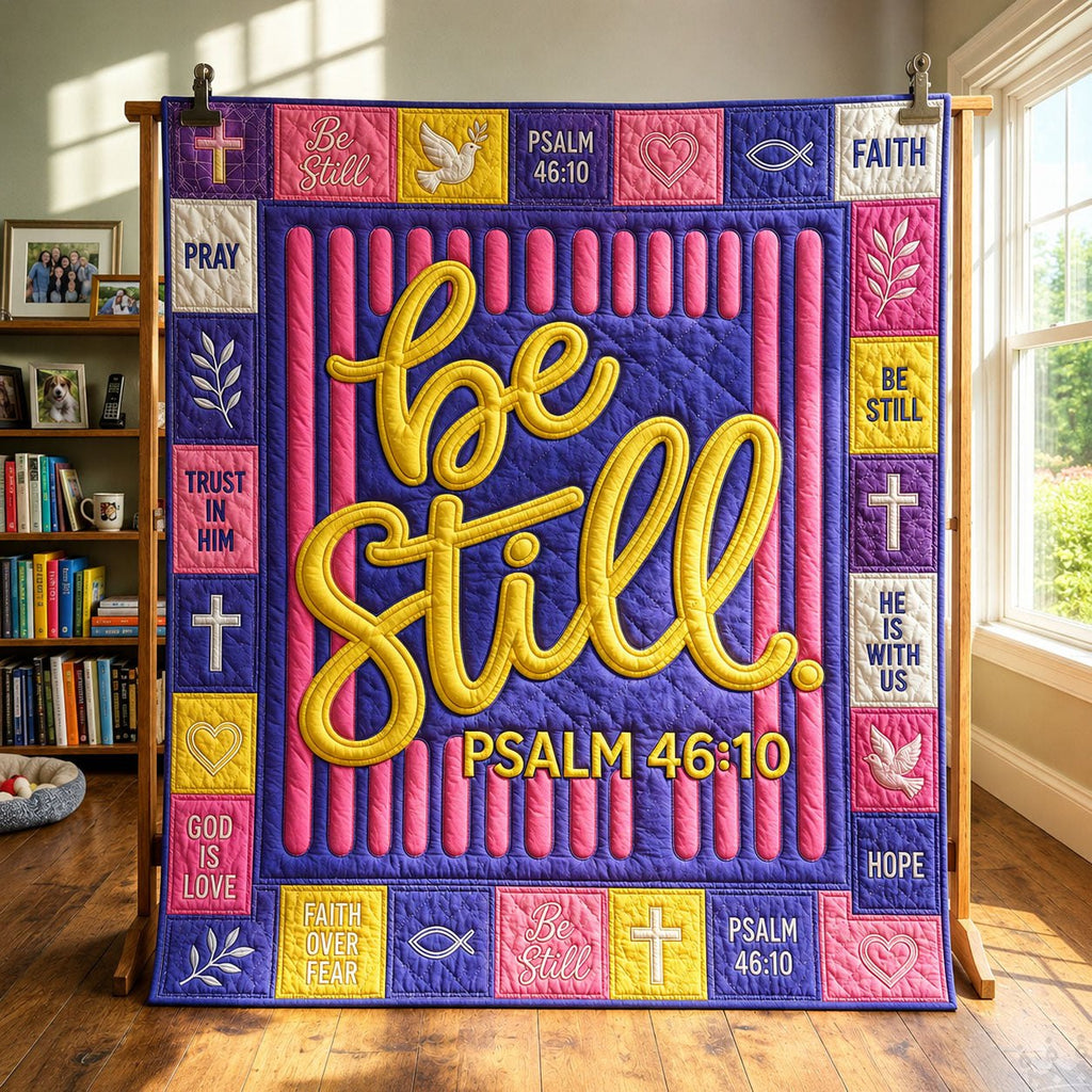Be Still Psalm Quilted Blanket printed blanket