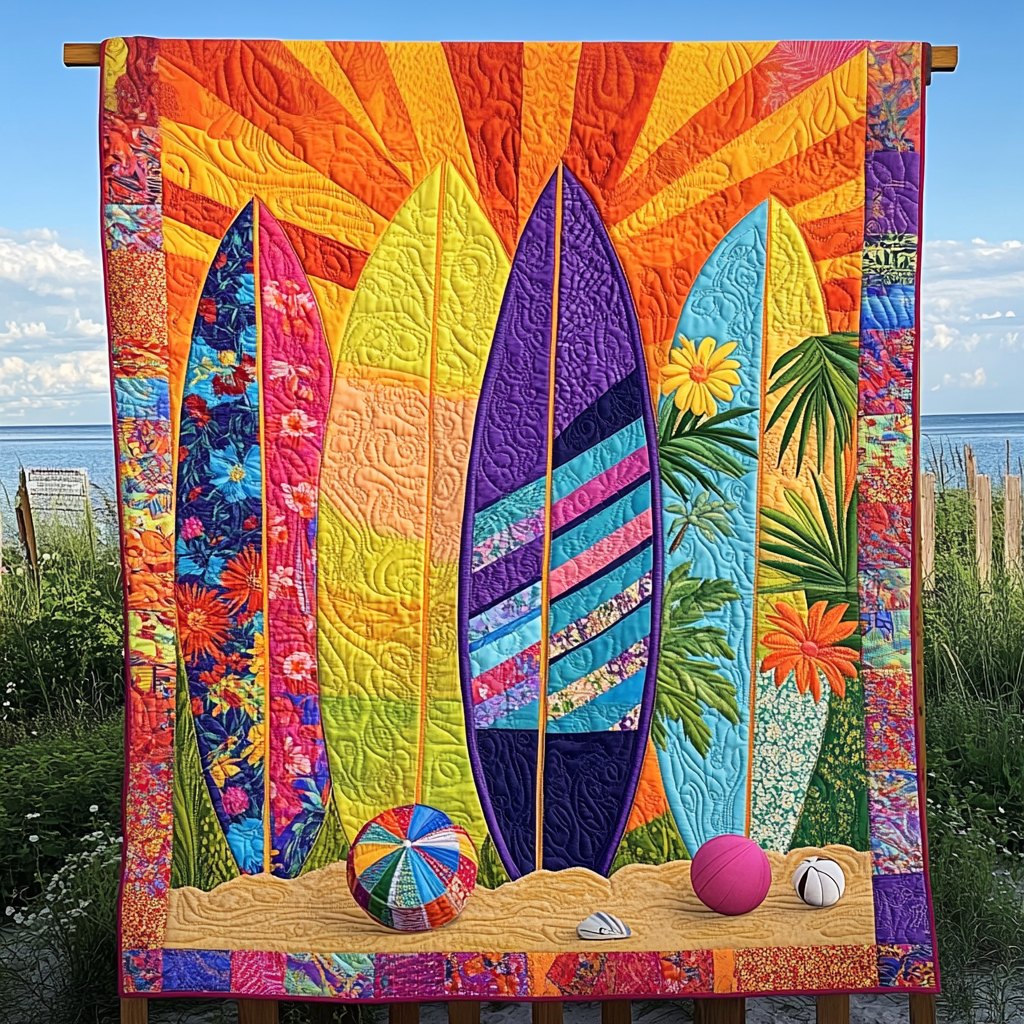 Beach Glow Quilt Quilted Blanket printed blanket