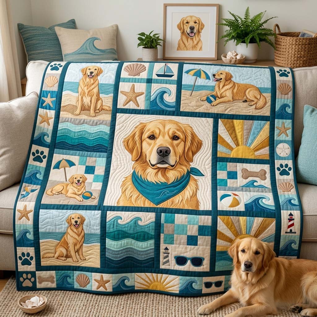 Beach Golden Days Quilted Blanket printed blanket