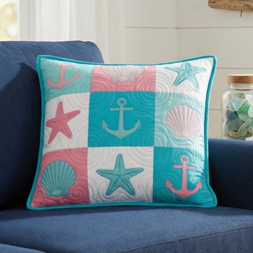 Beach Haven Quilted Cushion Cover printed cushion cover