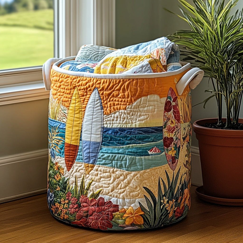 Beach Haven Quilted Laundry Hamper printed laundry hamper
