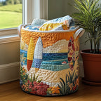Beach Haven Quilted Laundry Hamper printed laundry hamper