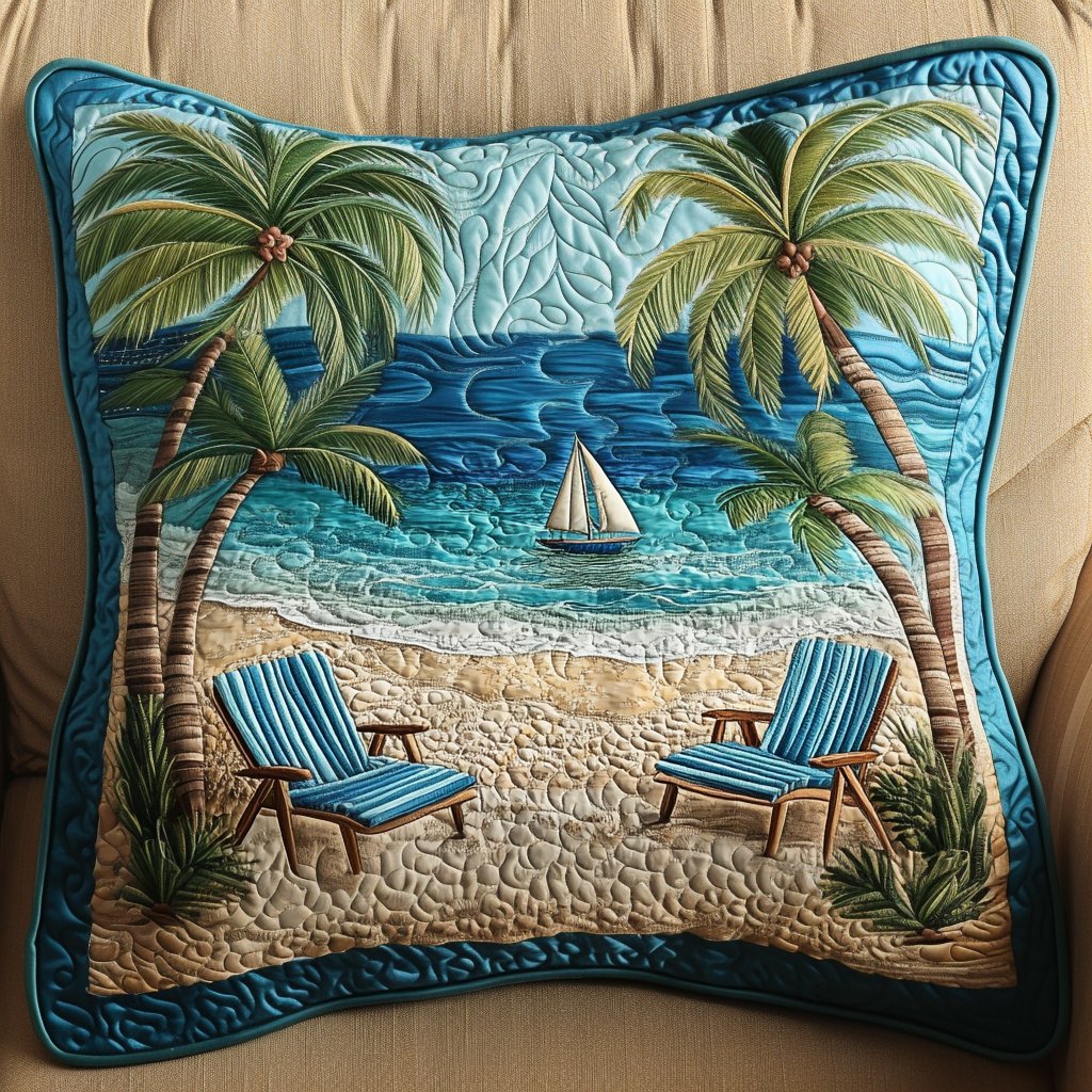Beach Memories Quilted Cushion Cover printed cushion cover