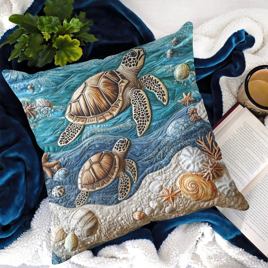 Beach Serenity Quilted Cushion Cover printed cushion cover