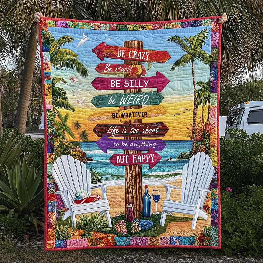 Beach State of Mind Quilted Blanket printed blanket