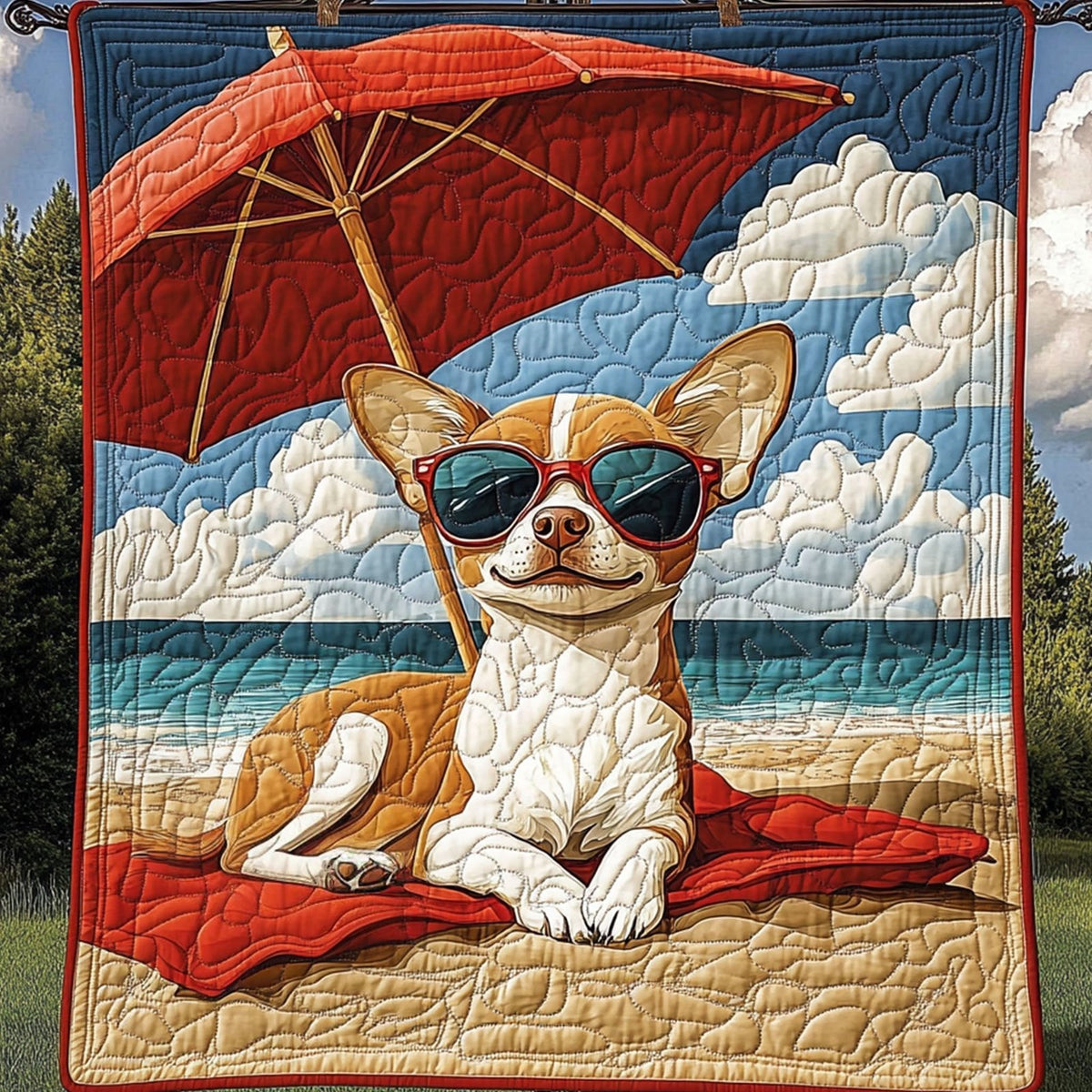 Beach Vibes Quilted Blanket printed blanket