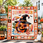 Beach Witch Pumpkin Quilted Blanket printed blanket