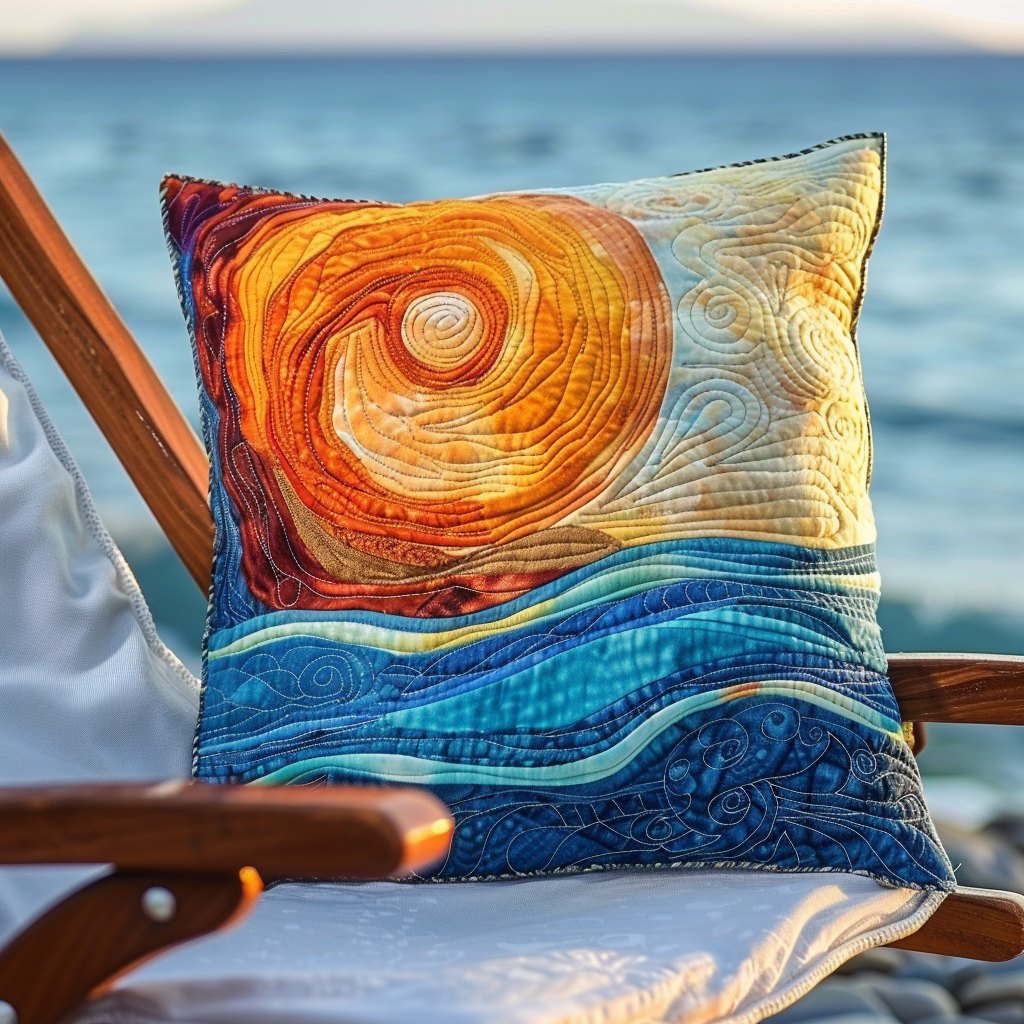 Beachcomber's Haven Quilted Cushion Cover printed cushion cover
