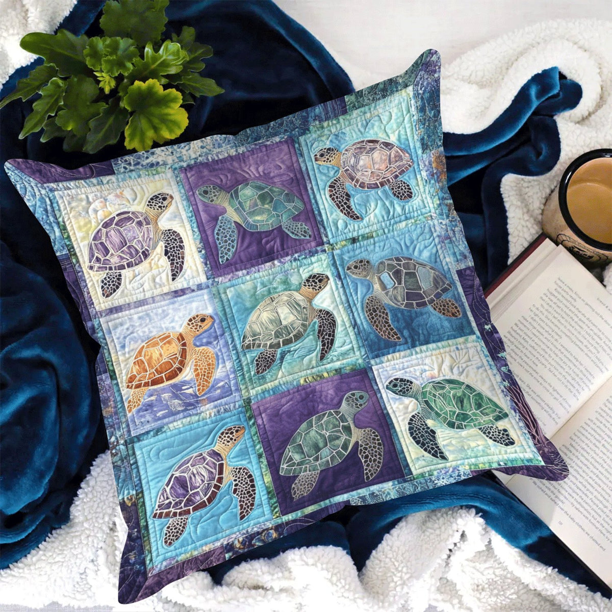 Beachfront Harmony Quilted Cushion Cover printed cushion cover