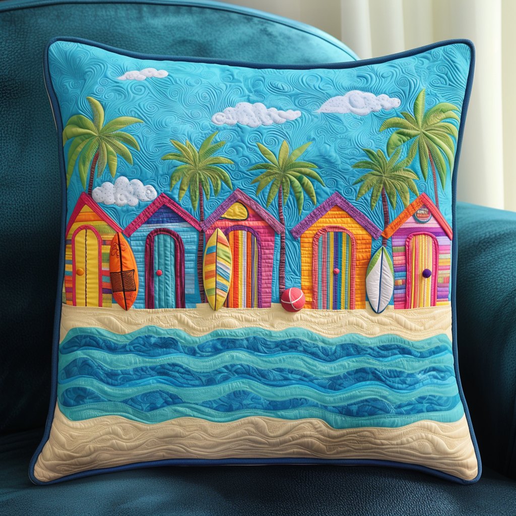 Beachside Escape Quilted Cushion Cover printed cushion cover