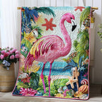 Beachy Flamingo Quilted Blanket printed blanket