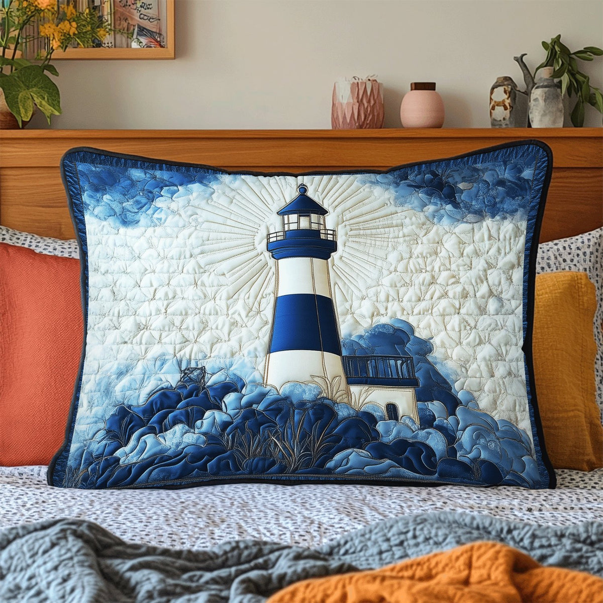 Beacon Breeze Quilted Bedding Cushion Cover printed cushion cover