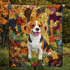 Beagle Autumn Hike Quilted Blanket printed blanket