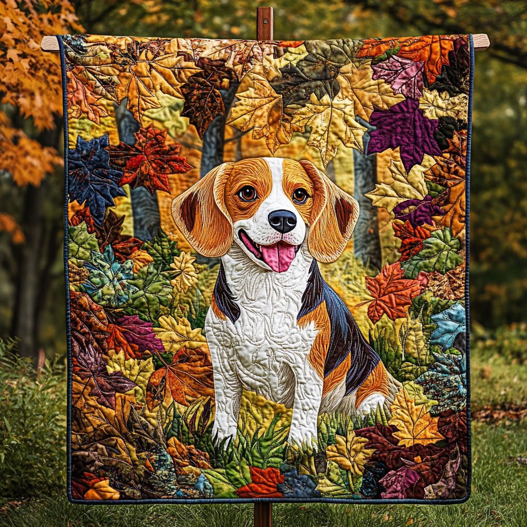 Beagle Autumn Hike Quilted Blanket printed blanket