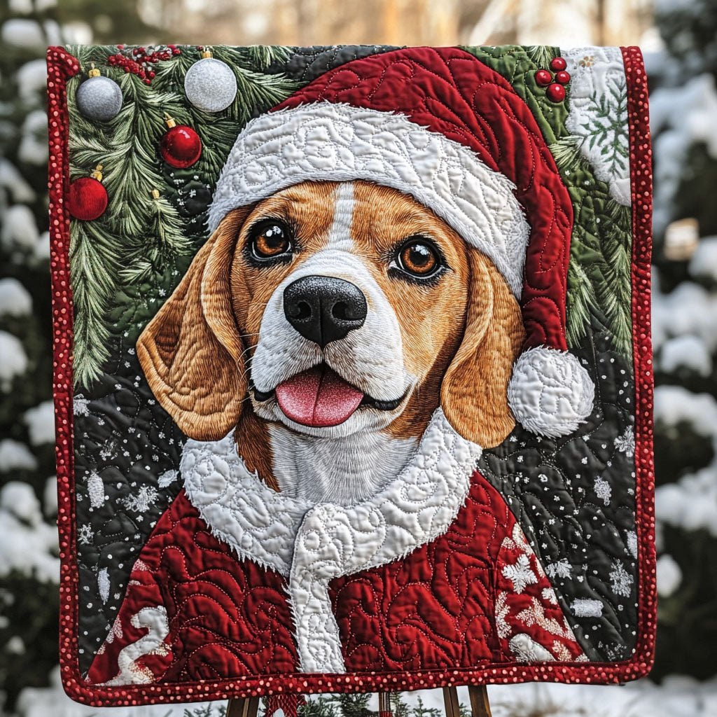 Beagle Christmas Cheer Quilted Blanket printed blanket