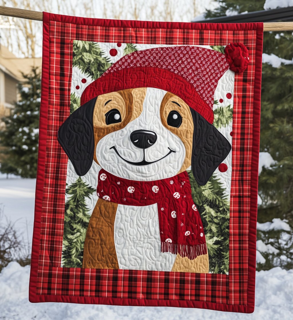Beagle Christmas Magic Quilted Blanket printed blanket