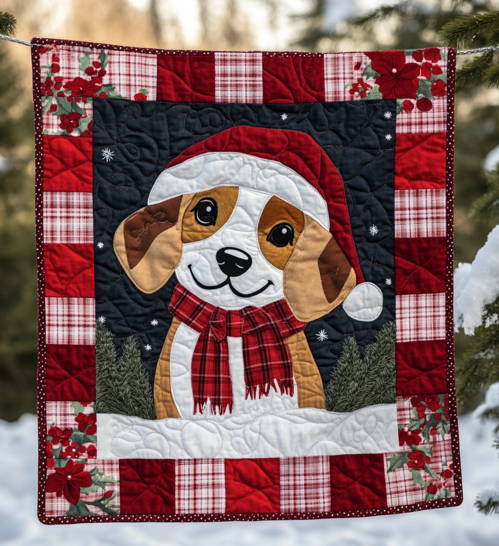 Beagle Frosty Fun Quilted Blanket printed blanket