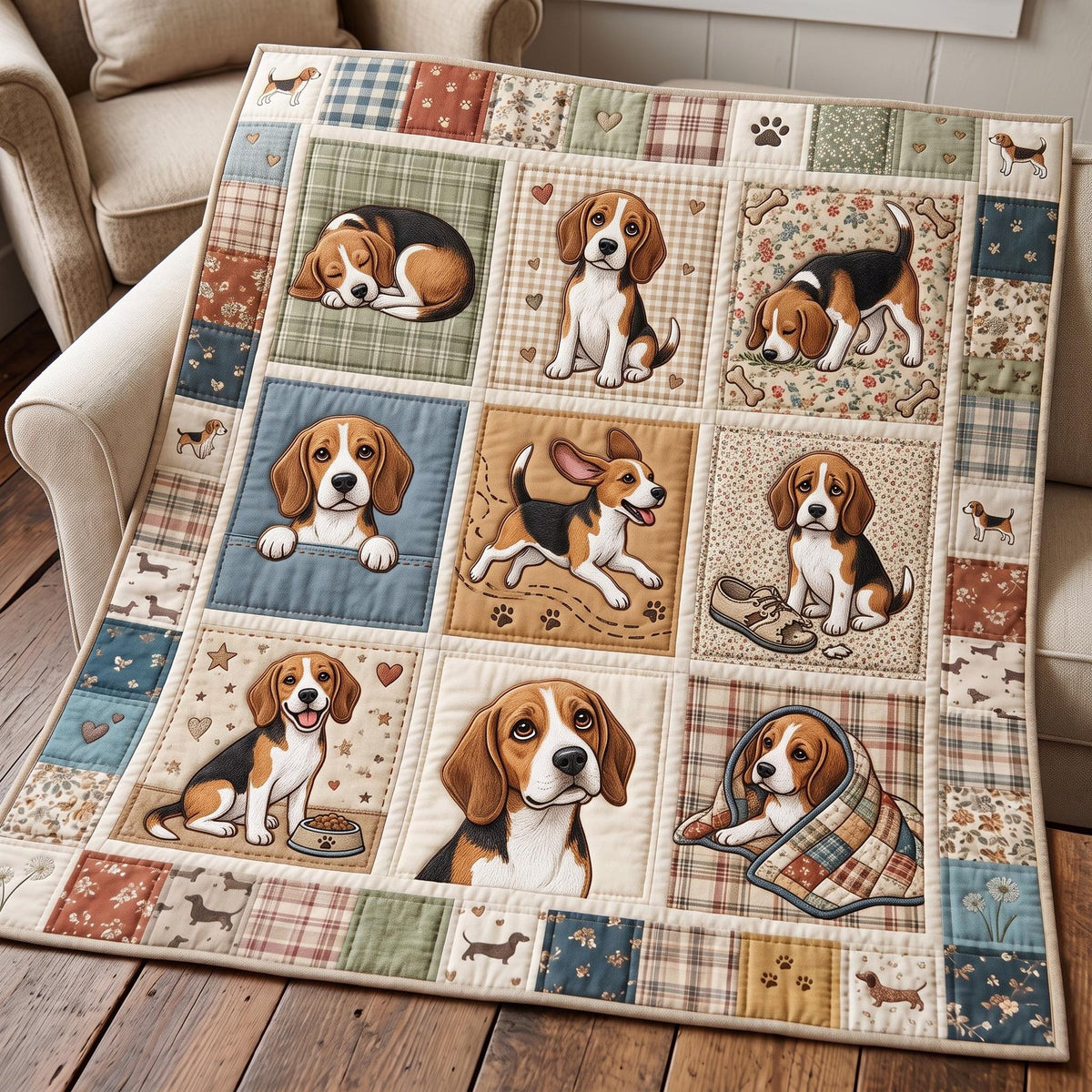 Beagle Gallery Quilted Blanket printed blanket