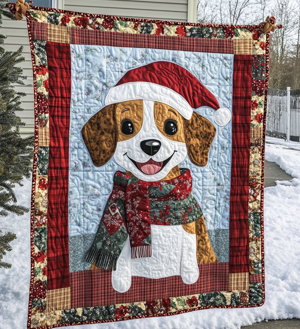 Beagle Holiday Joy Quilted Blanket printed blanket