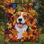 Beagle Leaf Adventure Quilted Blanket printed blanket
