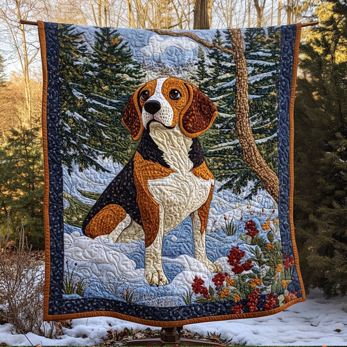 Beagle Outdoor Adventure Quilted Blanket printed blanket