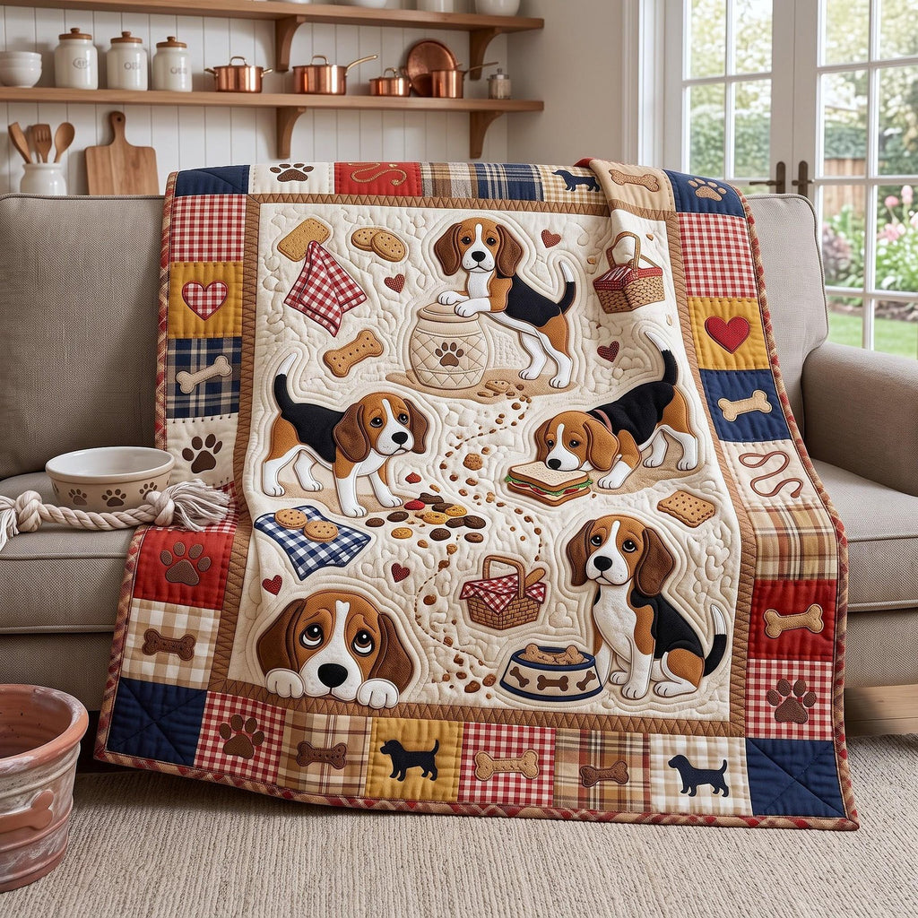 Beagle Patchwork Quilted Blanket printed blanket