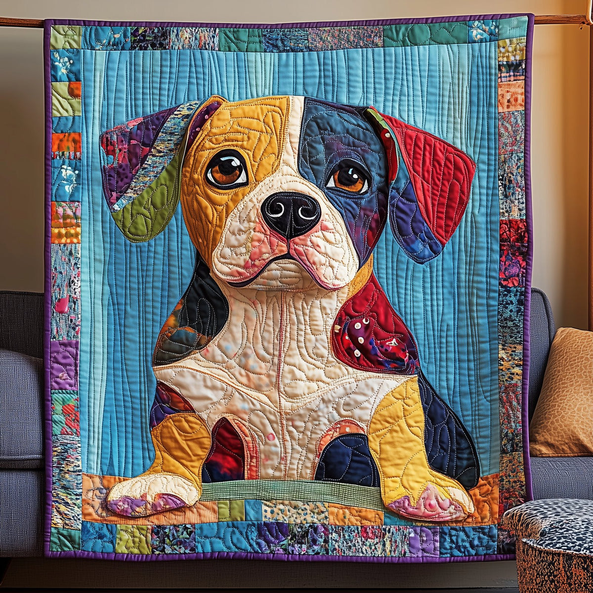 Beagle Patchwork Quilted Blanket printed blanket